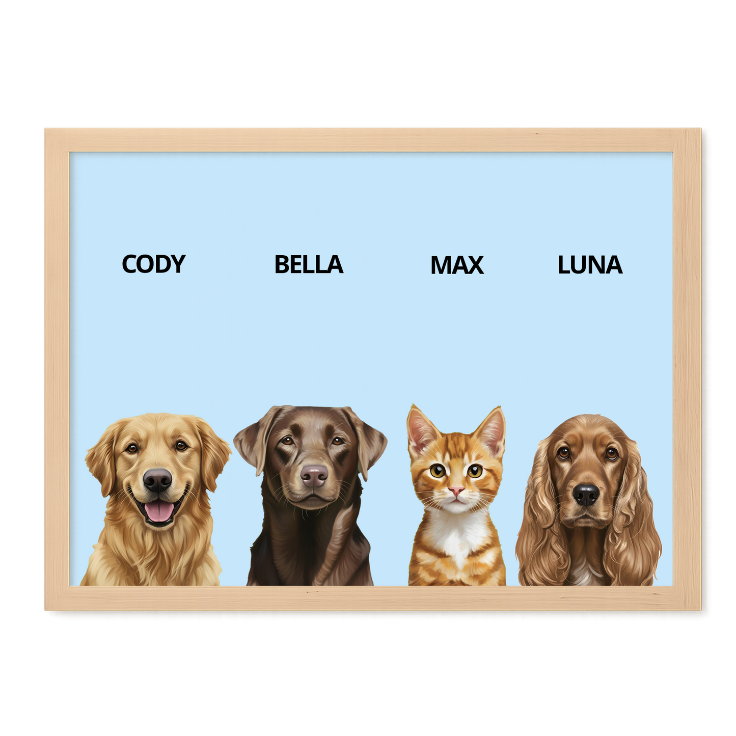 Custom Quadruple Pet Portrait