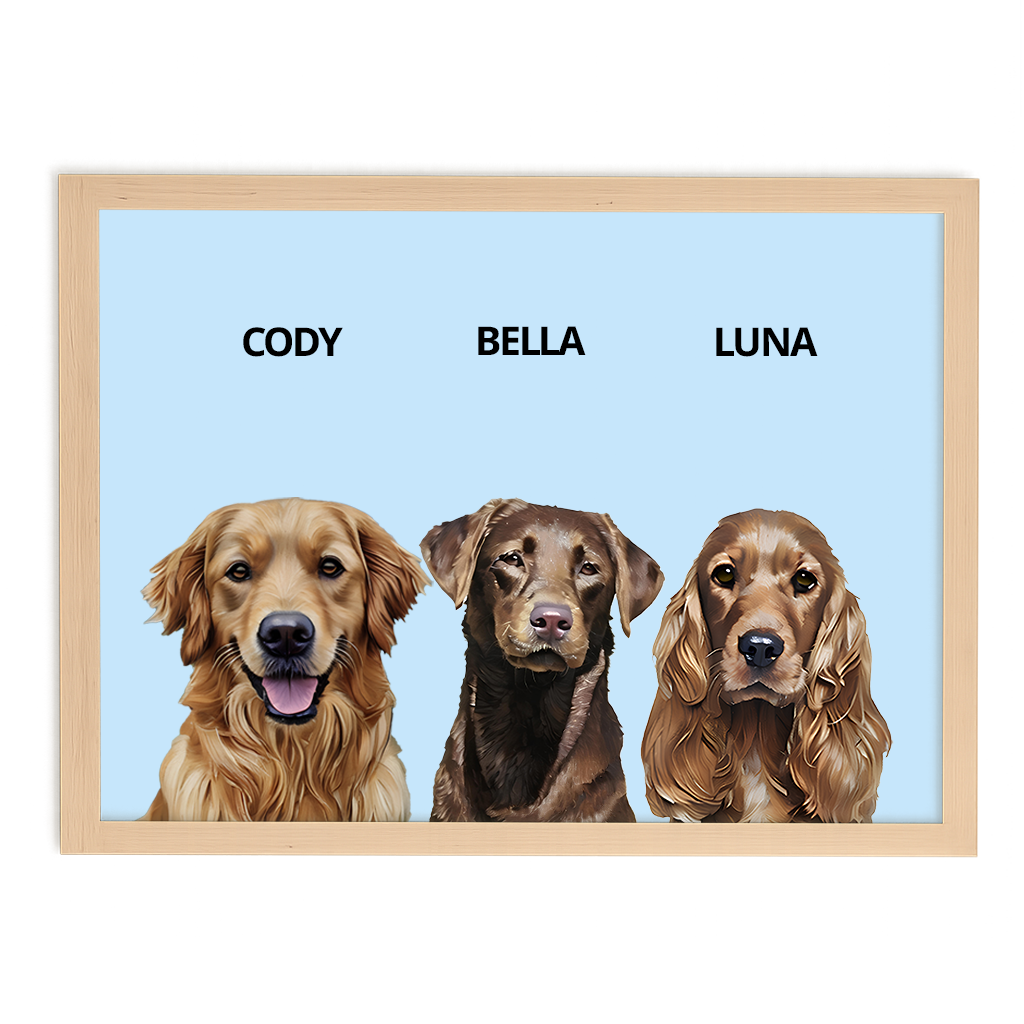 Custom Triple Pet Portrait
