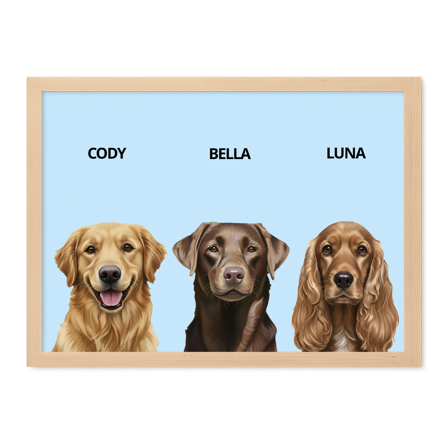 Custom Triple Pet Portrait