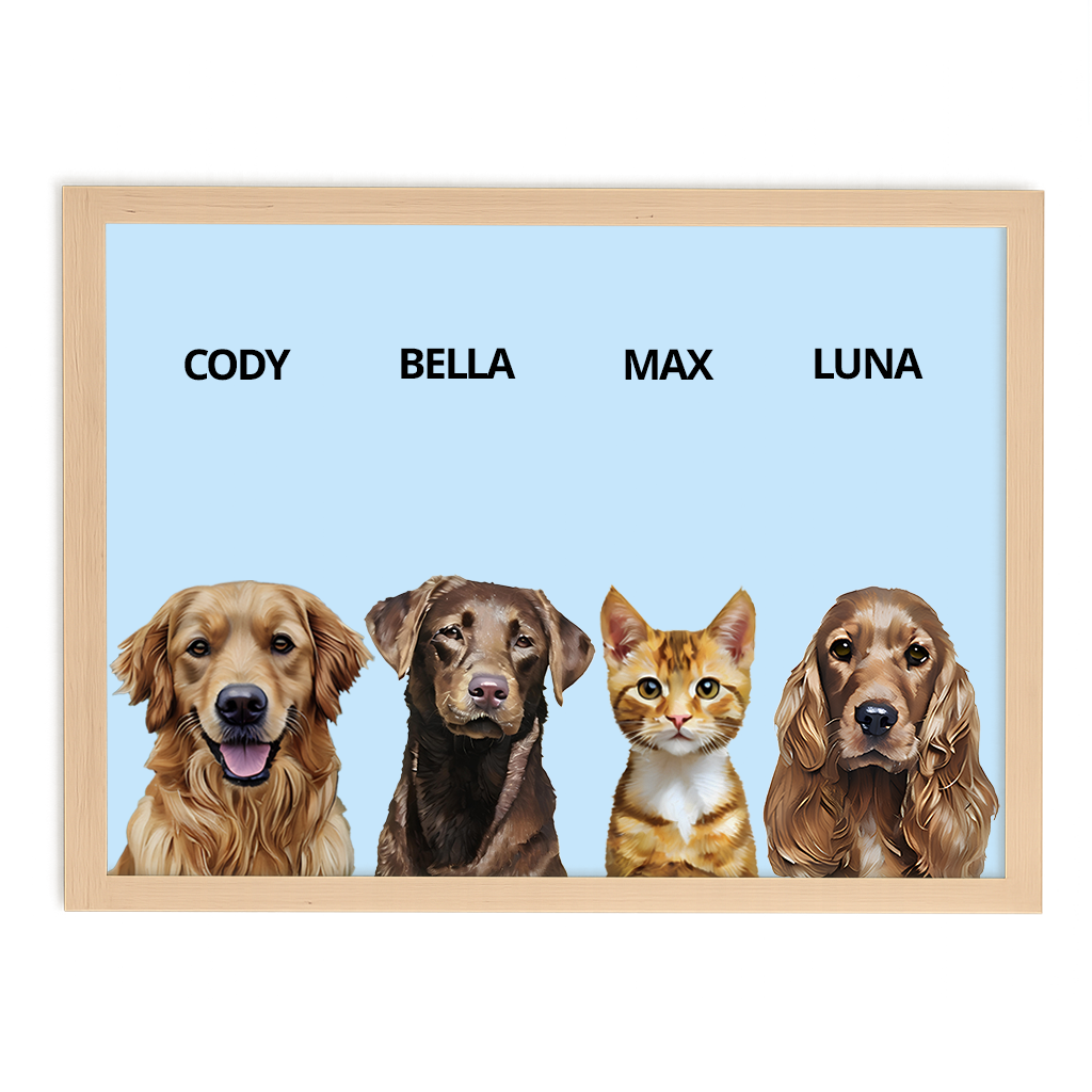 Custom Quadruple Pet Portrait