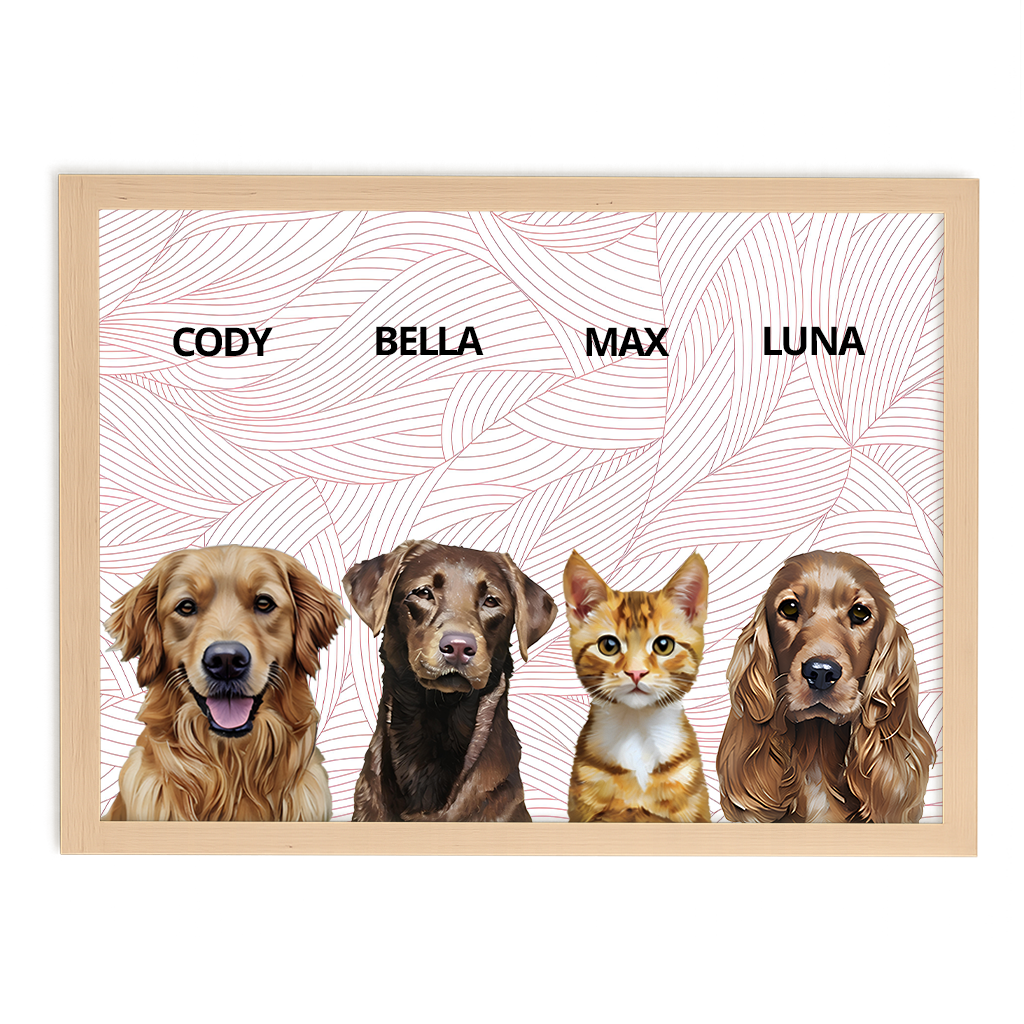 Custom Quadruple Pet Portrait