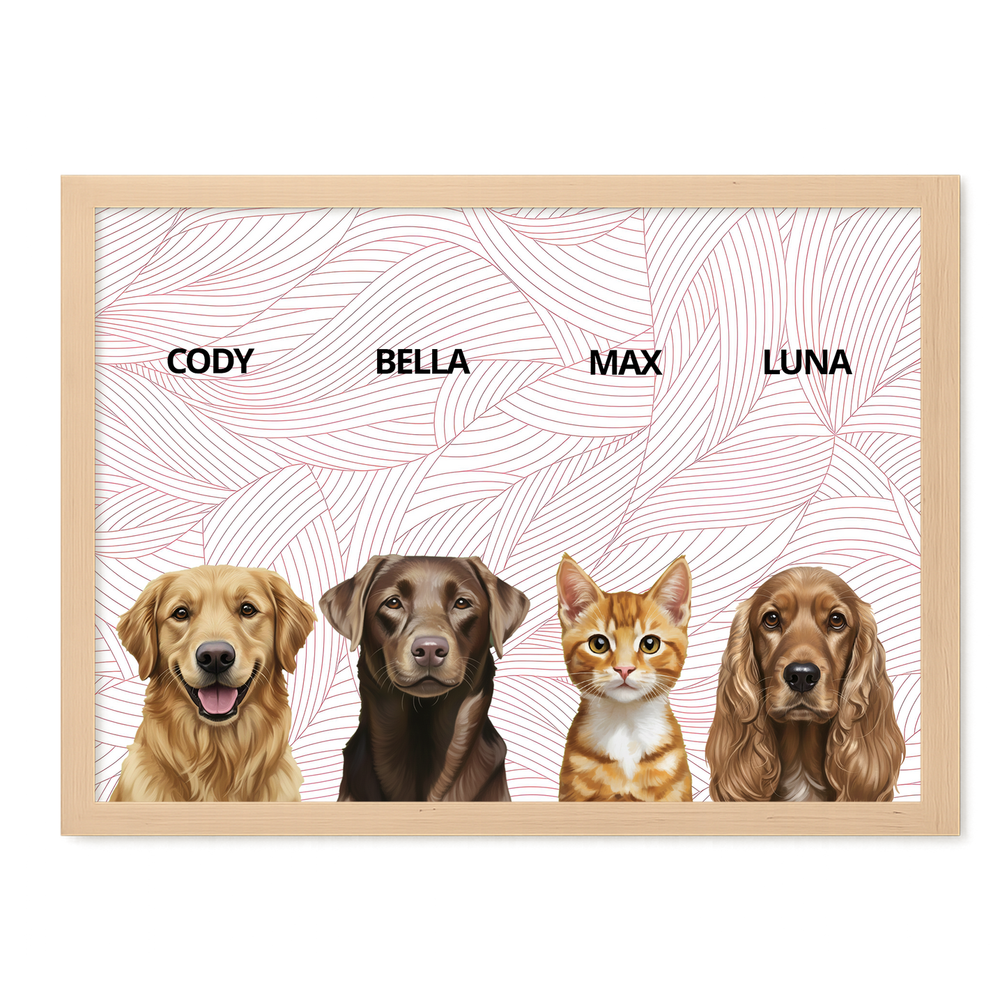 Custom Quadruple Pet Portrait