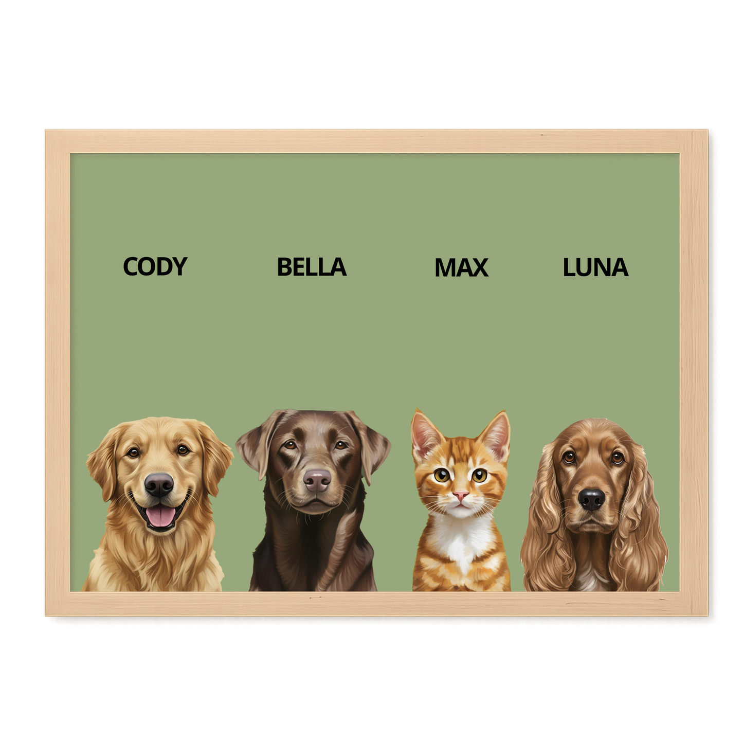 Custom Quadruple Pet Portrait