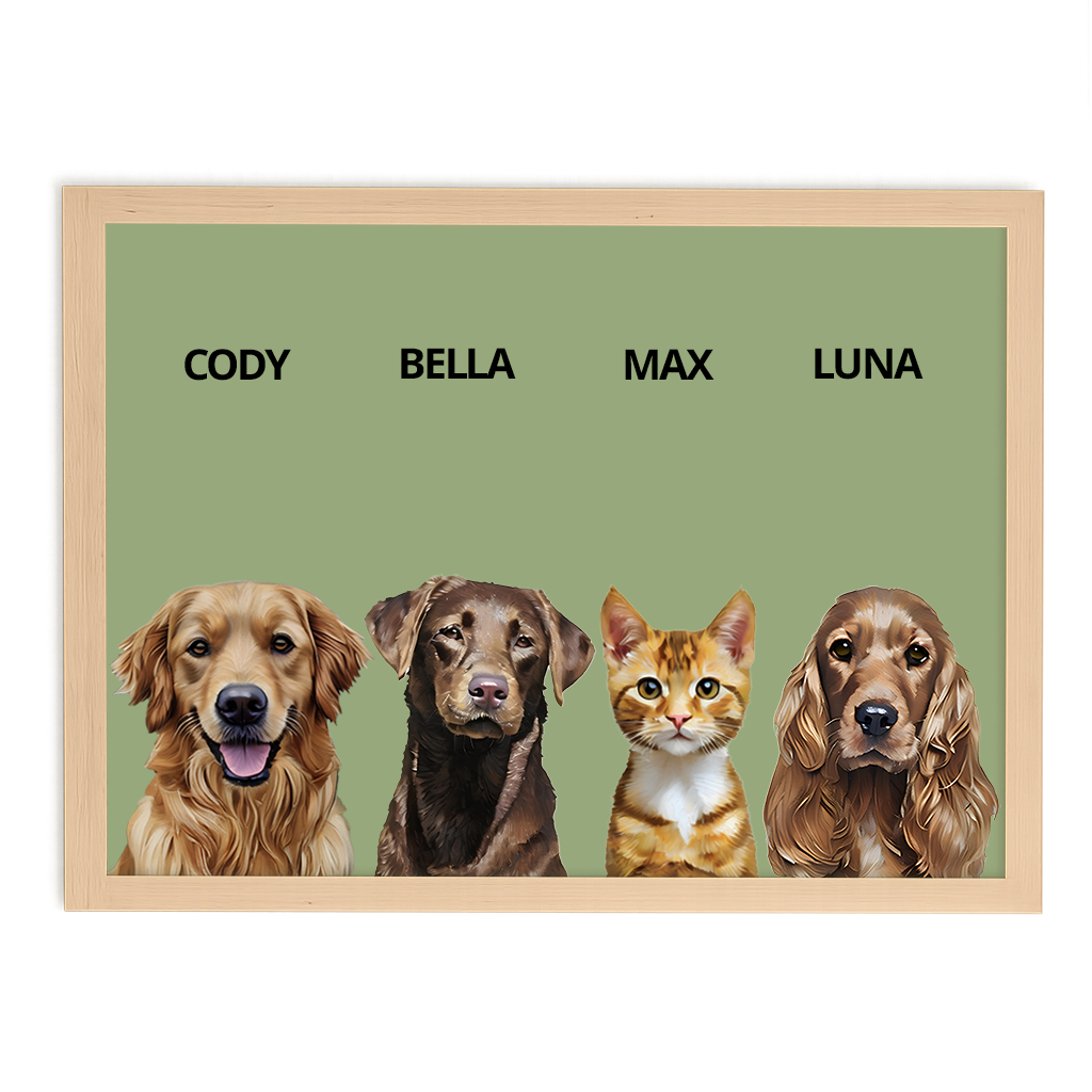 Custom Quadruple Pet Portrait