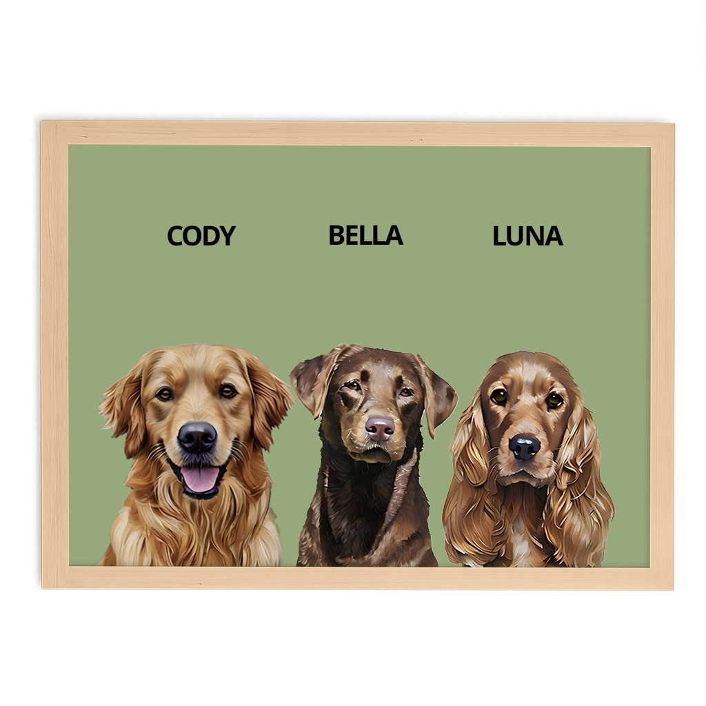 Custom Triple Pet Portrait