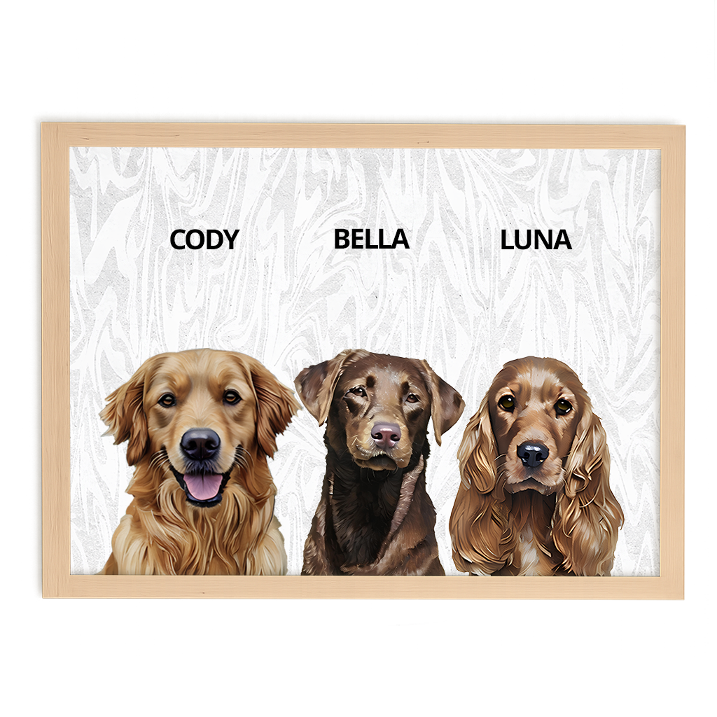 Custom Triple Pet Portrait