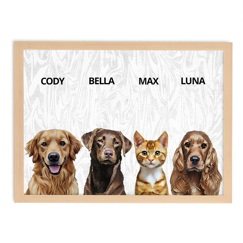 Custom Quadruple Pet Portrait