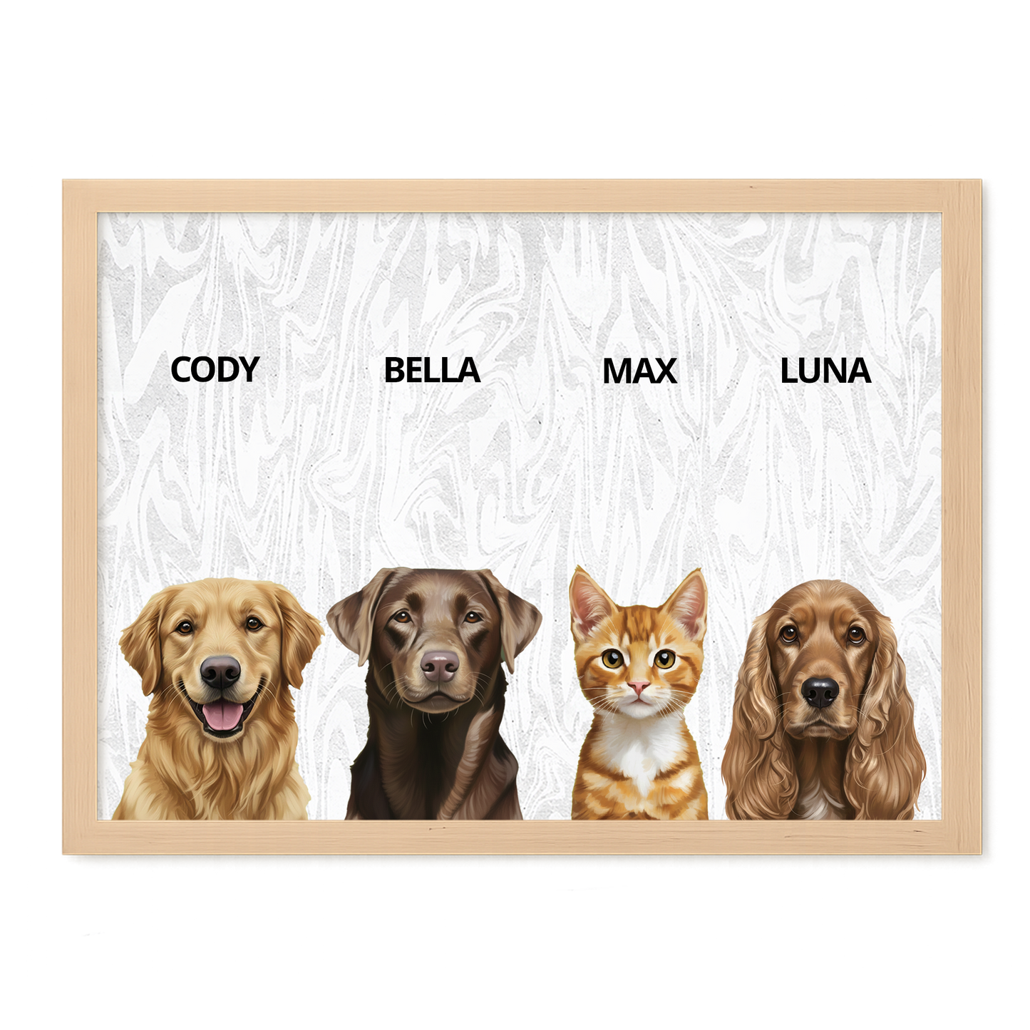 Custom Quadruple Pet Portrait