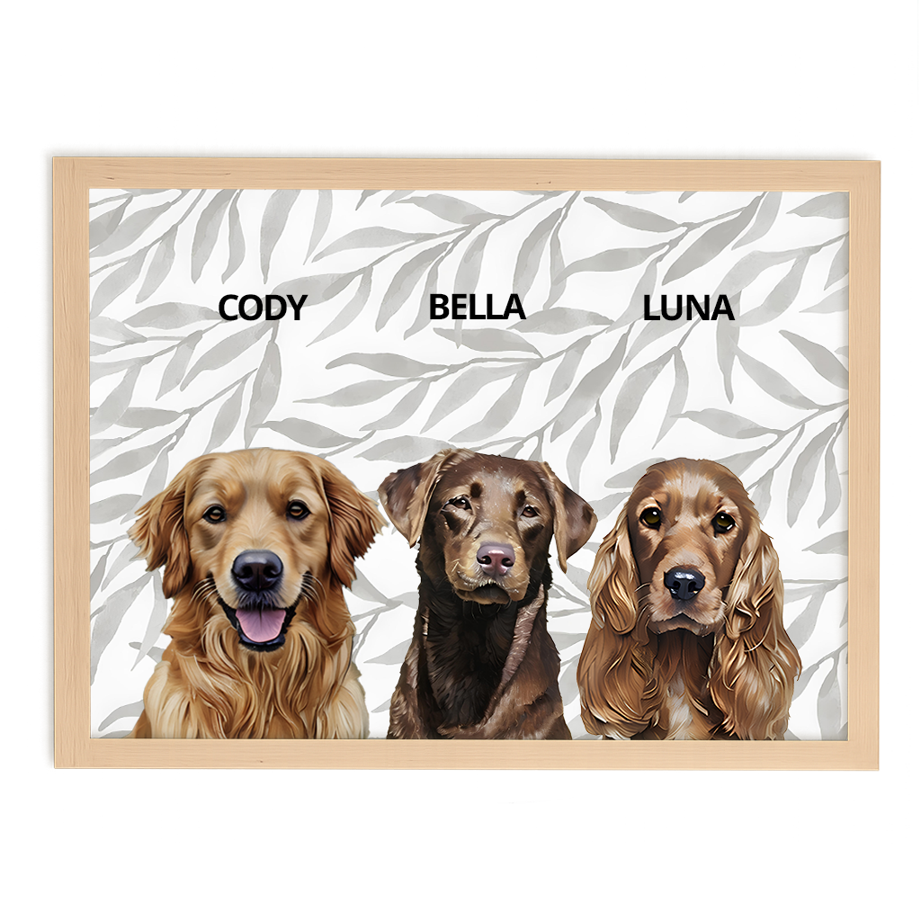 Custom Triple Pet Portrait