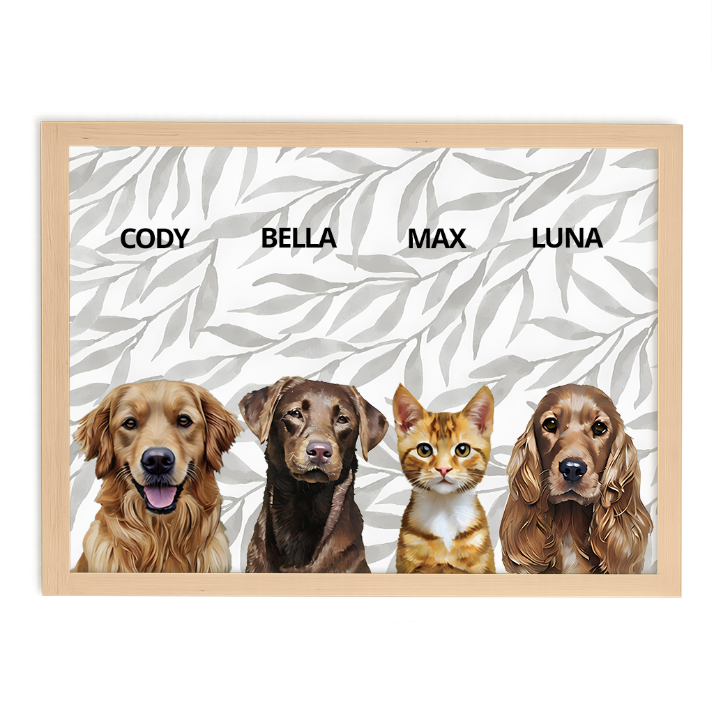 Custom Quadruple Pet Portrait