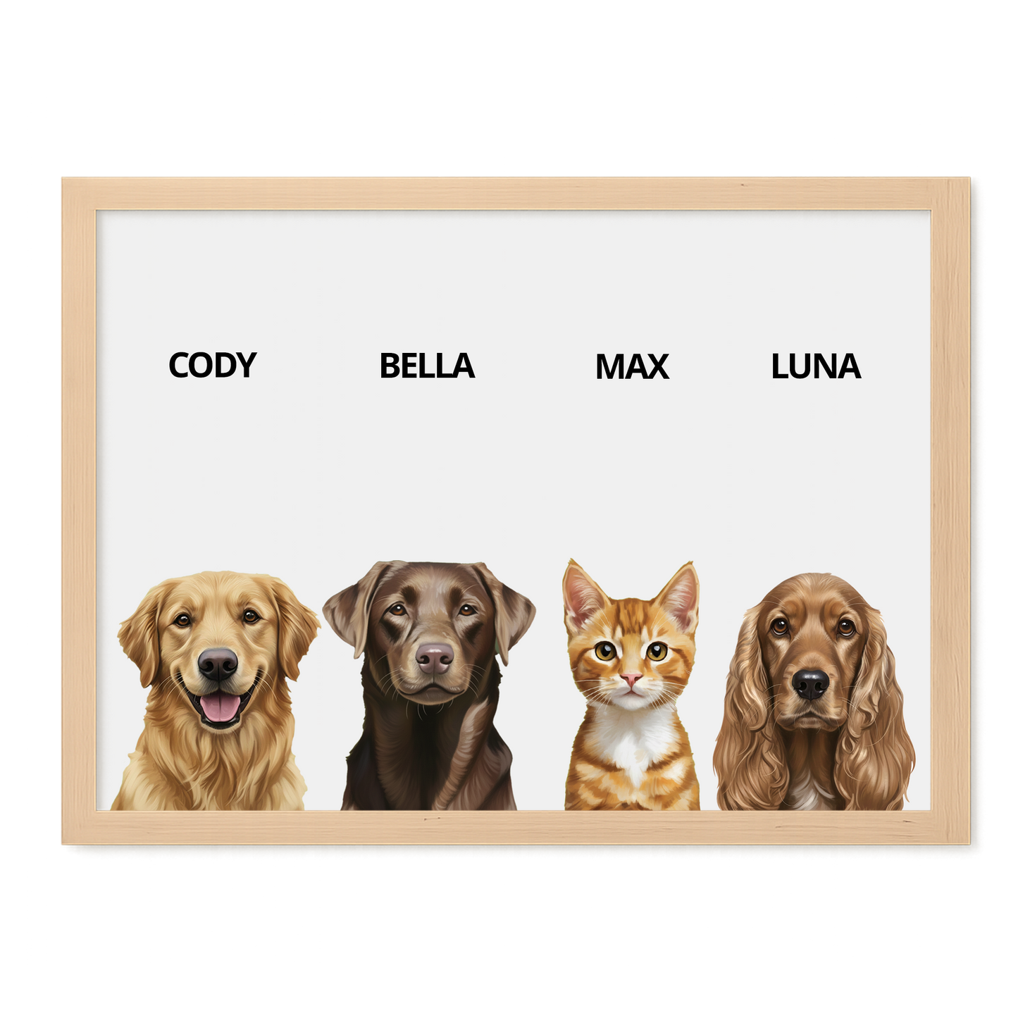 Custom Quadruple Pet Portrait