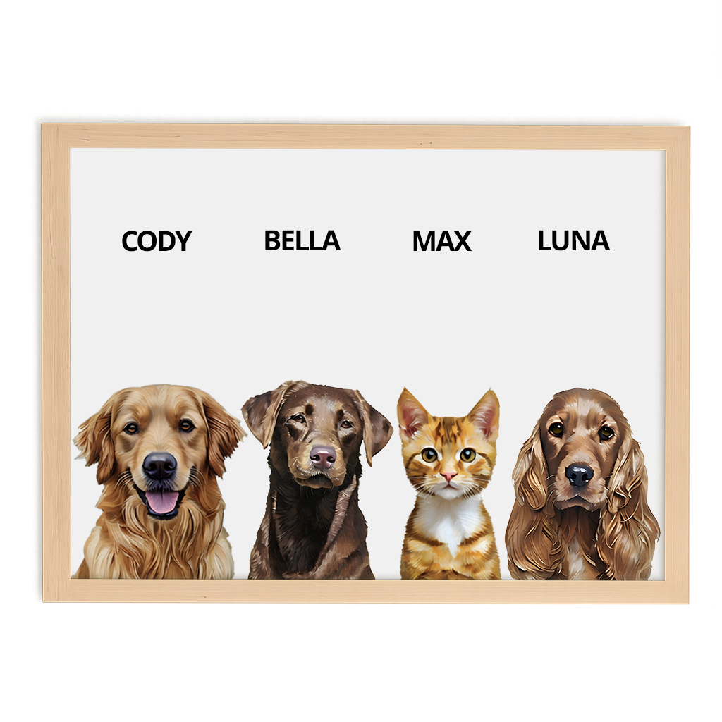 Custom Quadruple Pet Portrait
