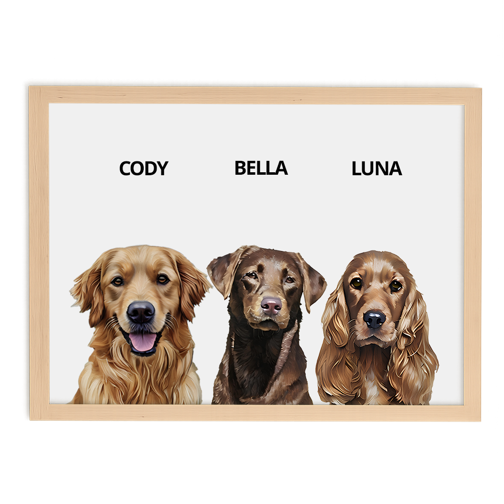 Custom Triple Pet Portrait