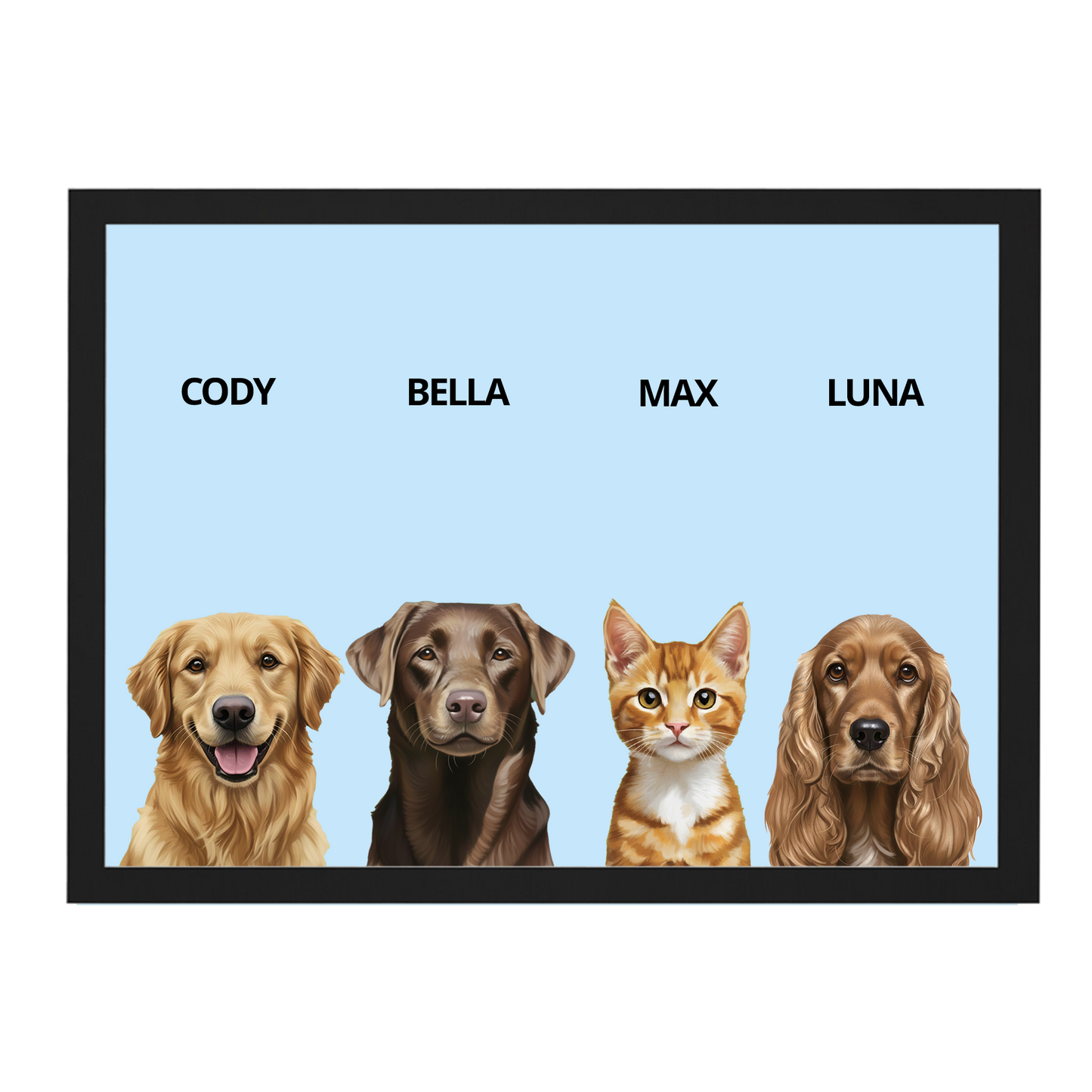 Custom Quadruple Pet Portrait