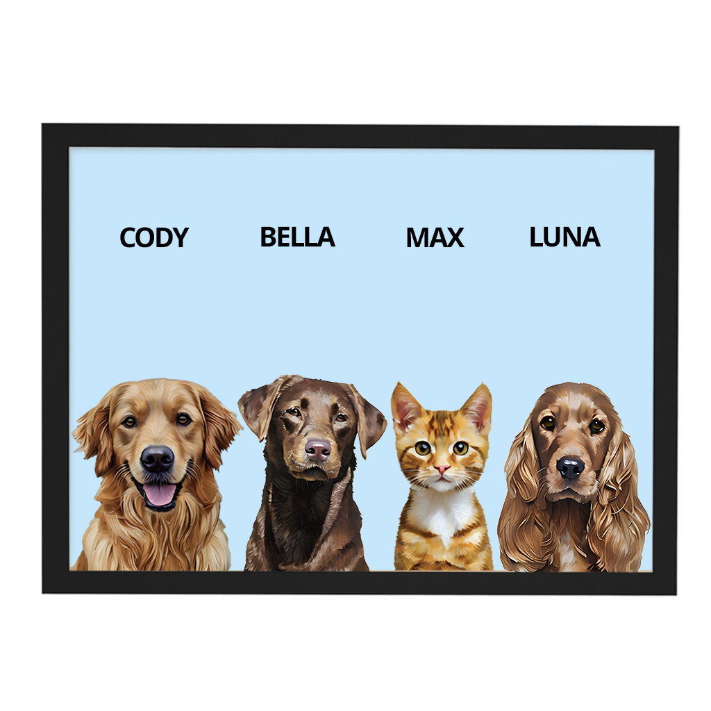 Custom Quadruple Pet Portrait