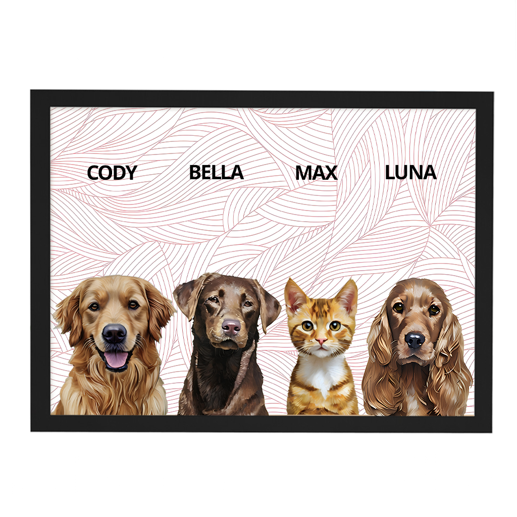 Custom Quadruple Pet Portrait