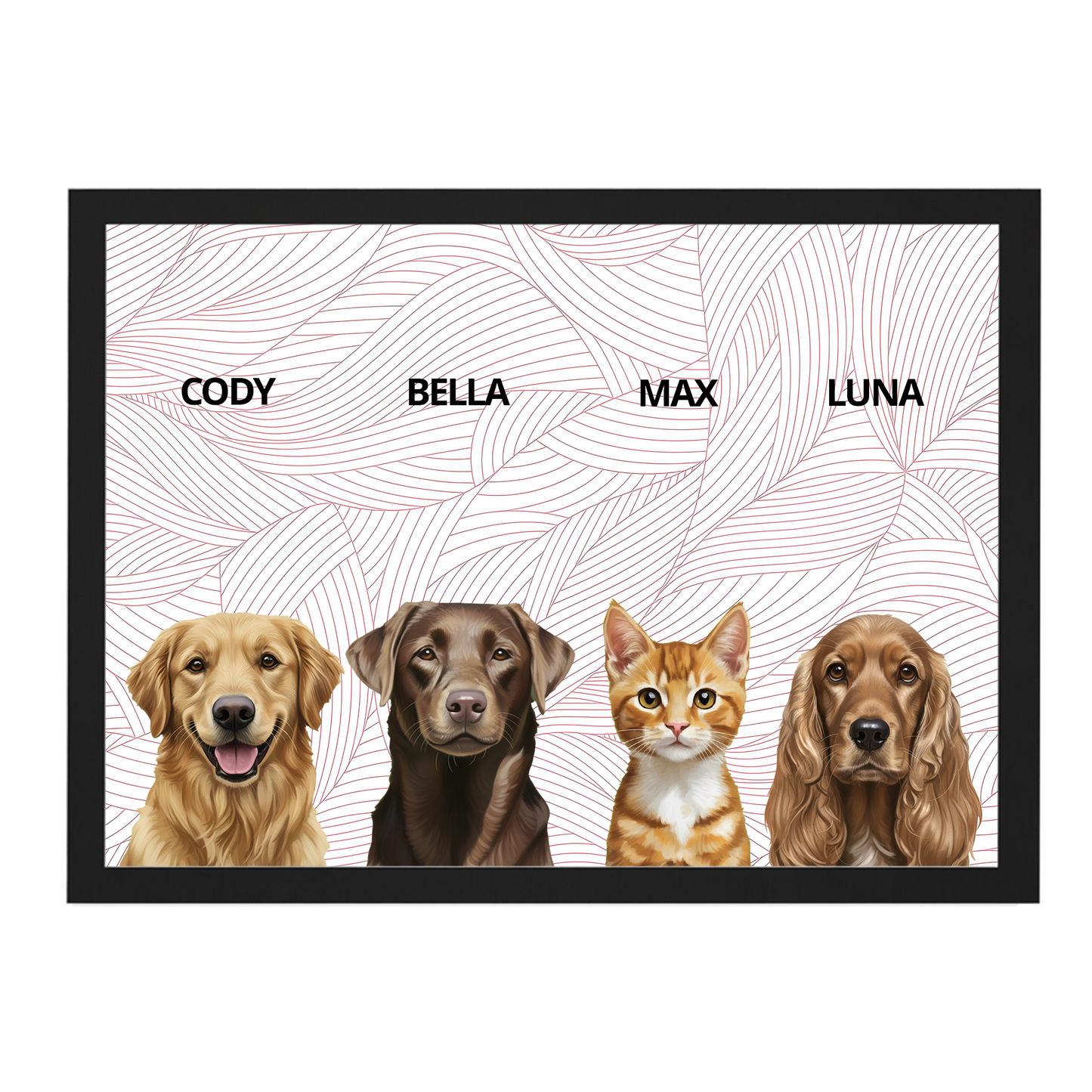 Custom Quadruple Pet Portrait