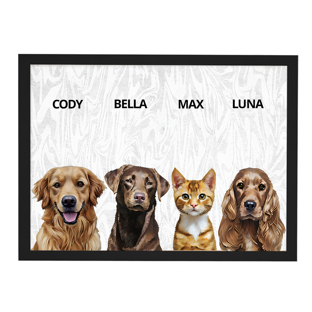 Custom Quadruple Pet Portrait