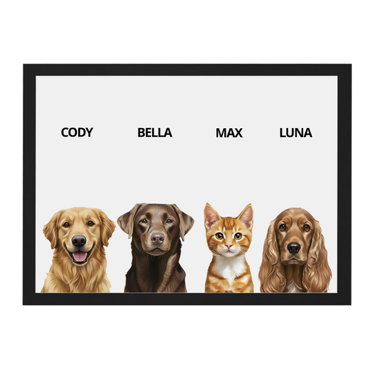 Custom Quadruple Pet Portrait