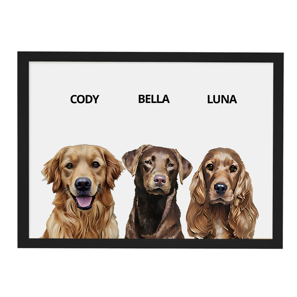 Custom Triple Pet Portrait