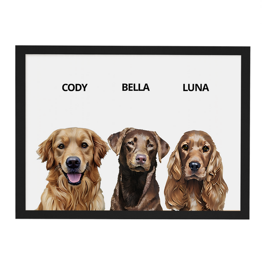 Custom Triple Pet Portrait
