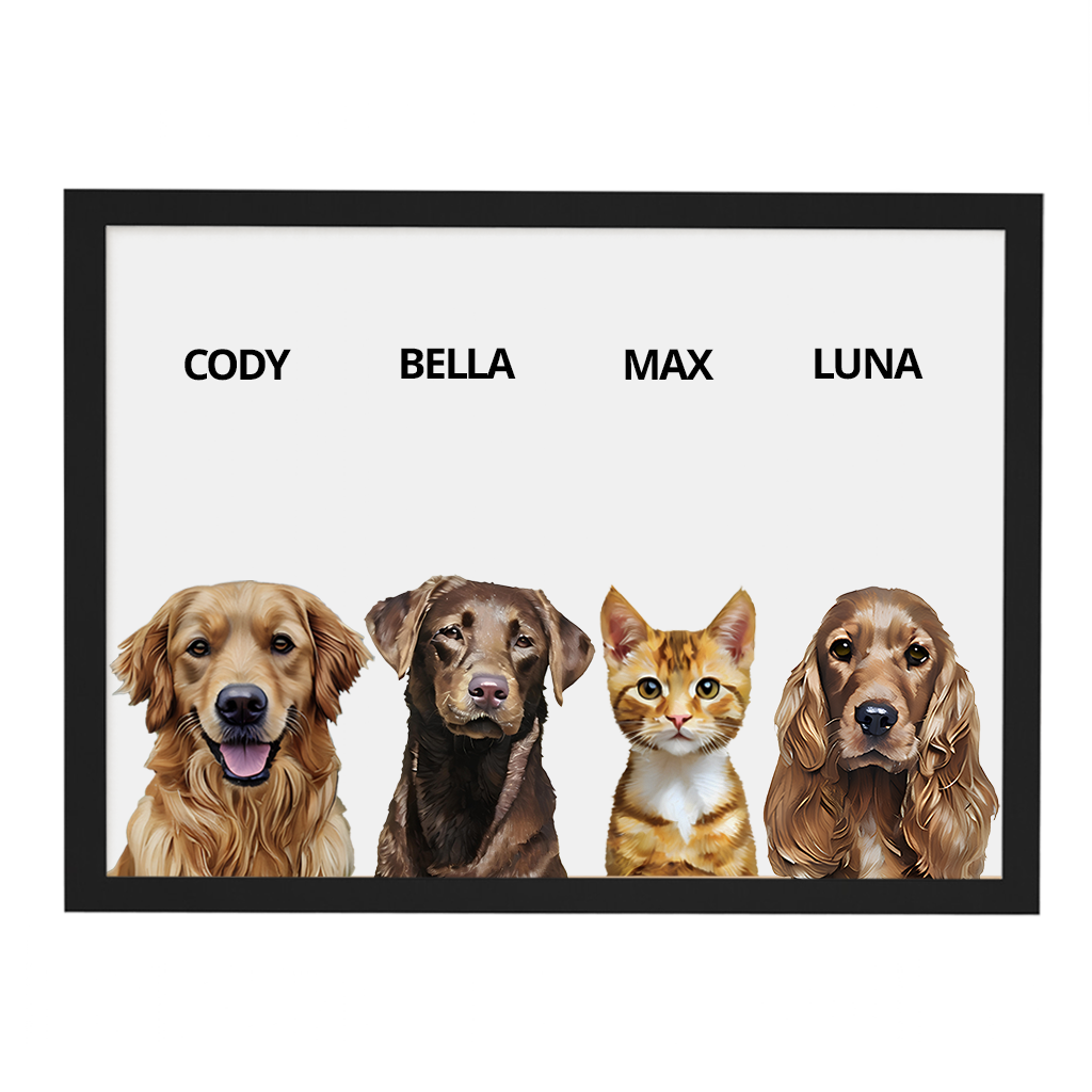 Custom Quadruple Pet Portrait