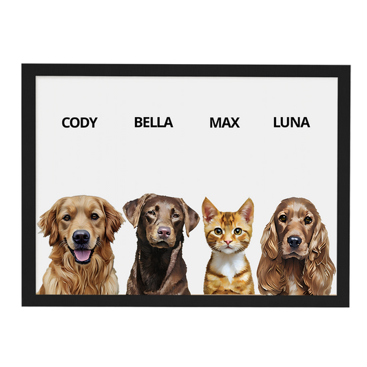 Custom Quadruple Pet Portrait