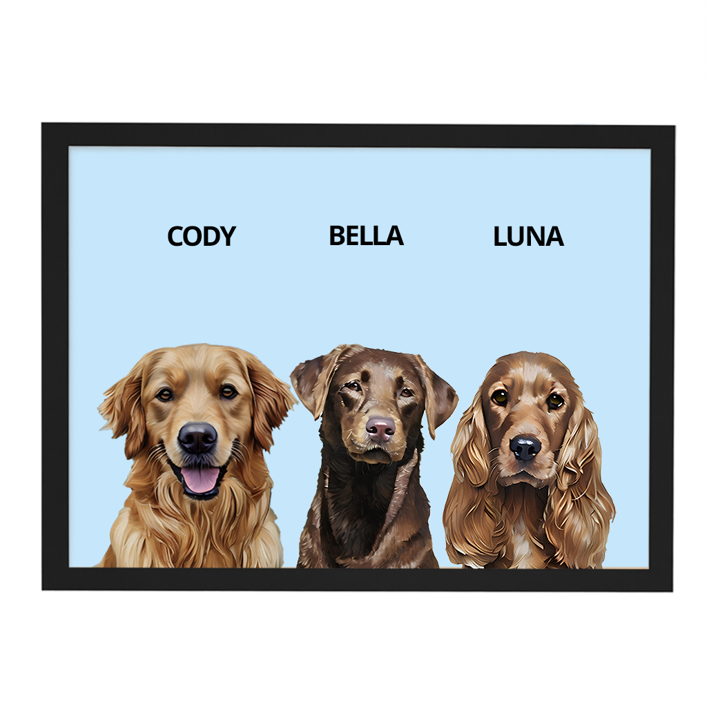 Custom Triple Pet Portrait