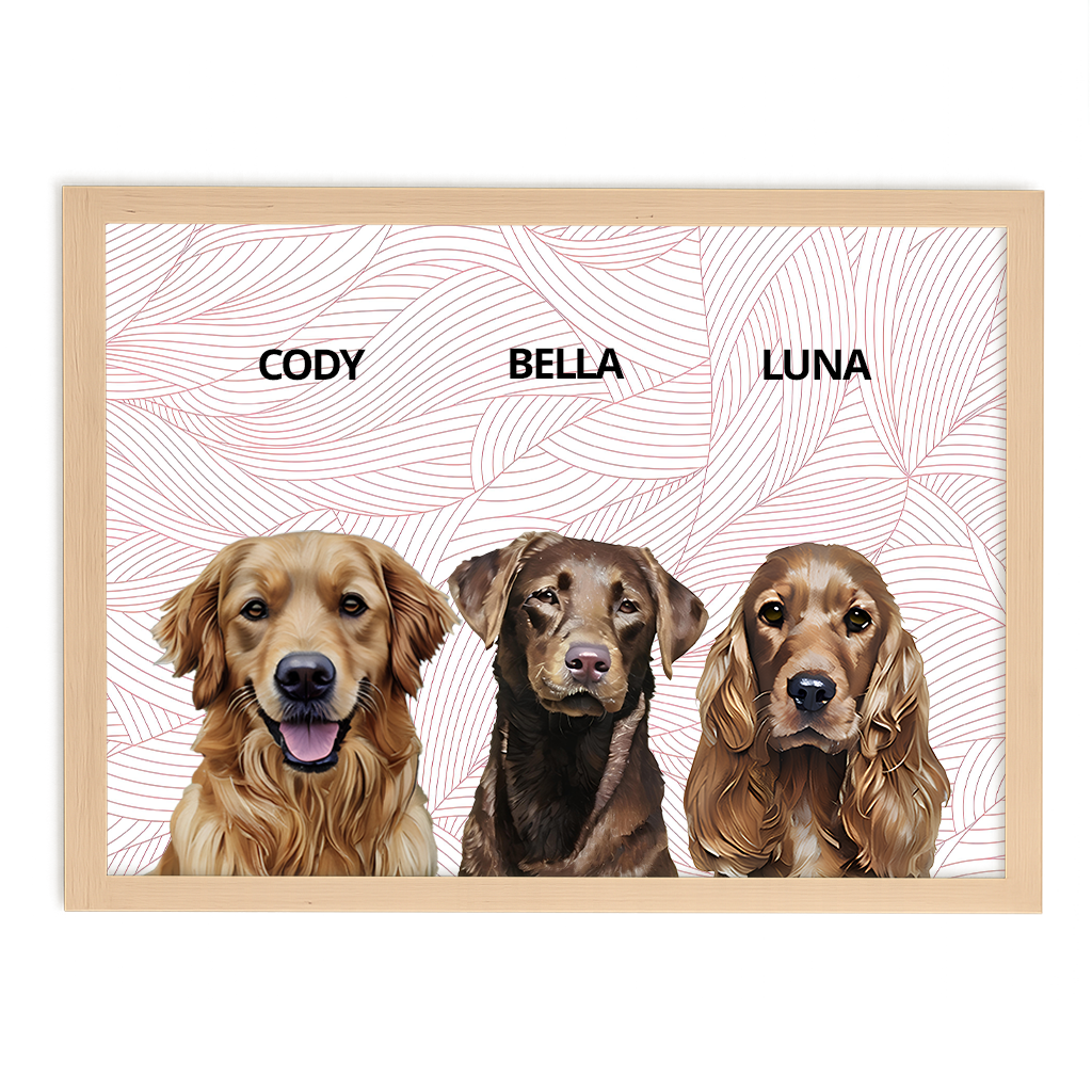 Custom Triple Pet Portrait