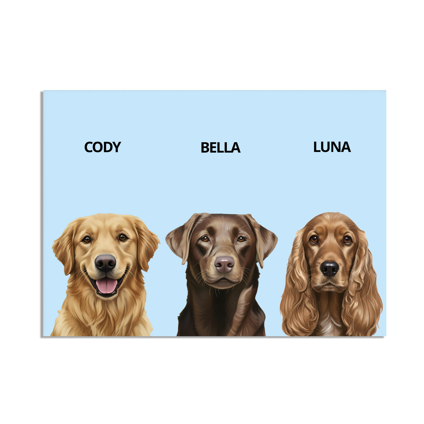 Custom Triple Pet Portrait