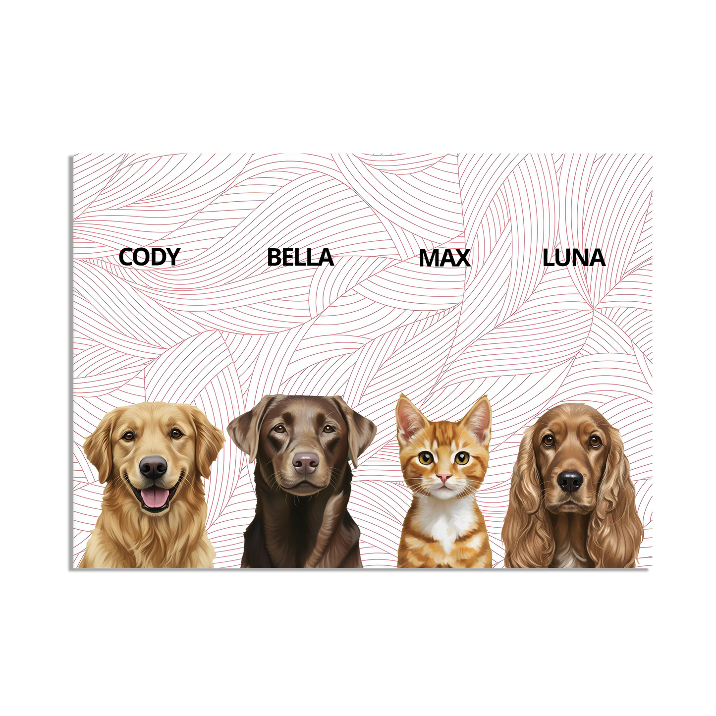 Custom Quadruple Pet Portrait