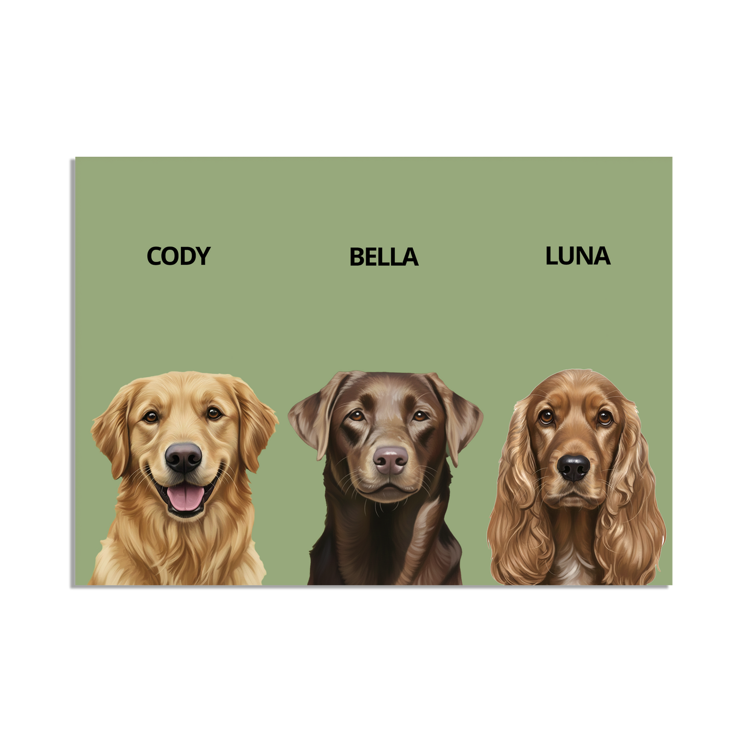Custom Triple Pet Portrait