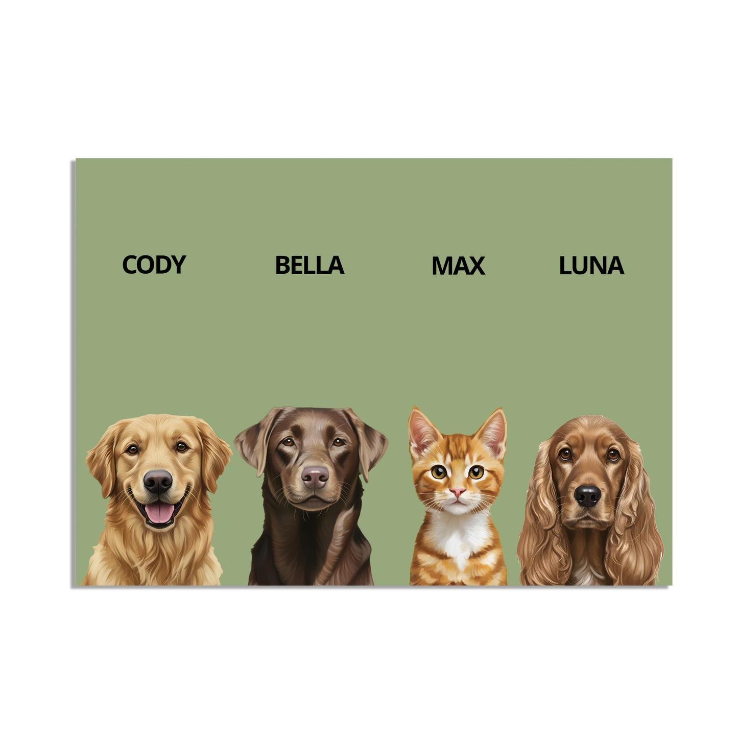 Custom Quadruple Pet Portrait
