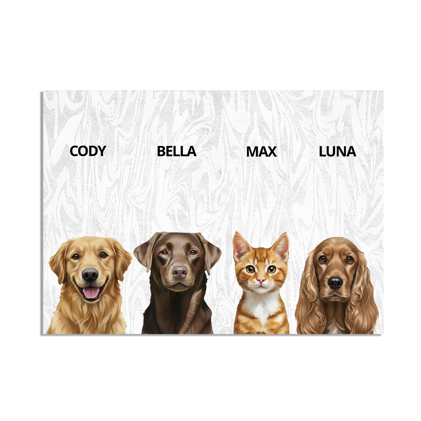 Custom Quadruple Pet Portrait