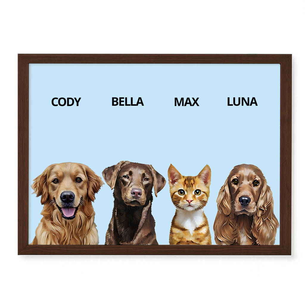 Custom Quadruple Pet Portrait