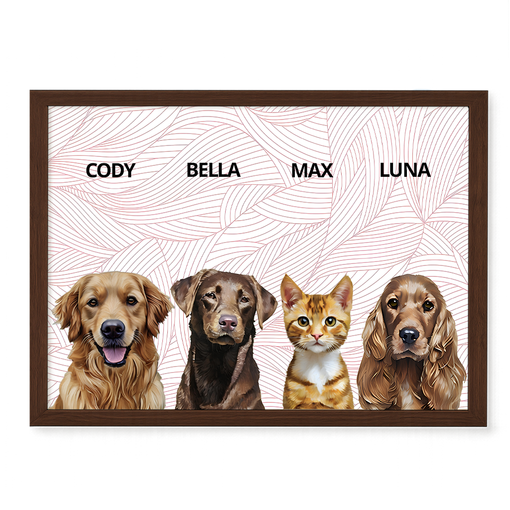 Custom Quadruple Pet Portrait