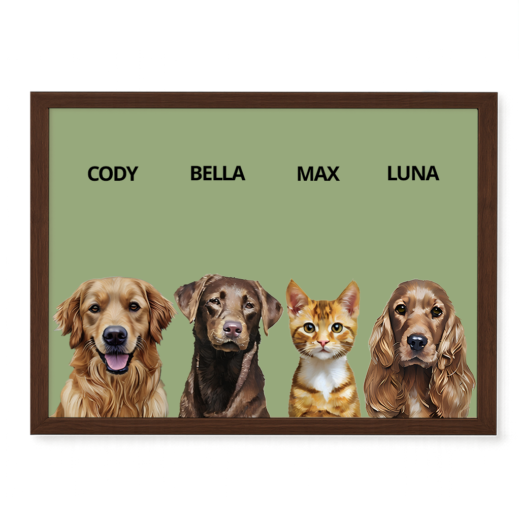 Custom Quadruple Pet Portrait