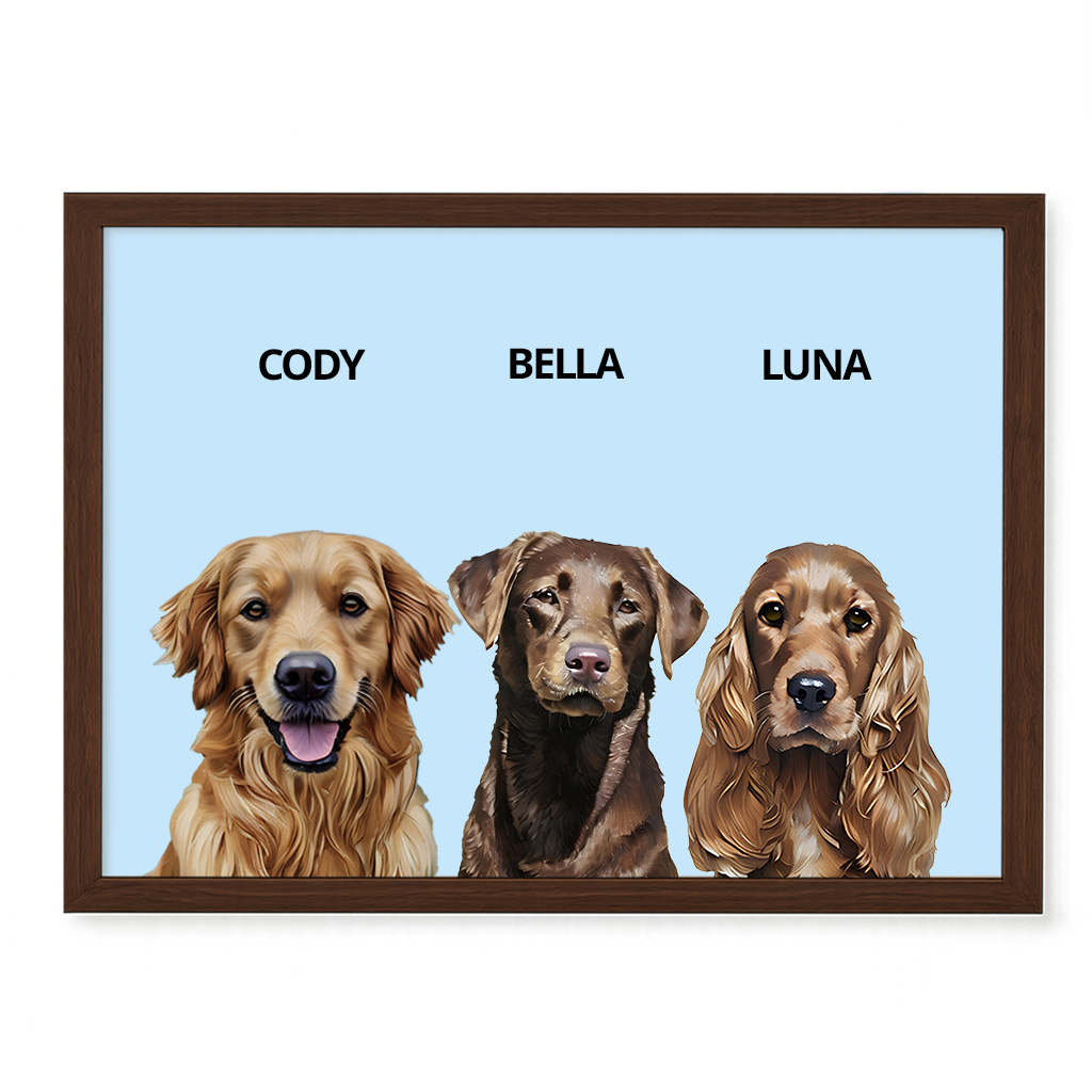 Custom Triple Pet Portrait