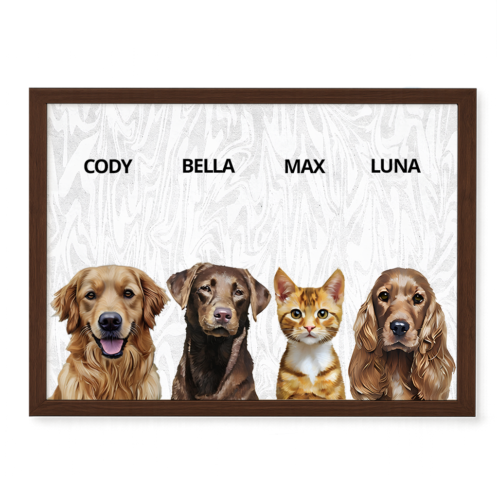 Custom Quadruple Pet Portrait