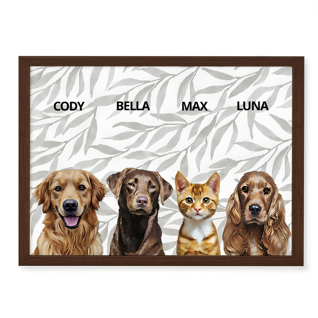 Custom Quadruple Pet Portrait