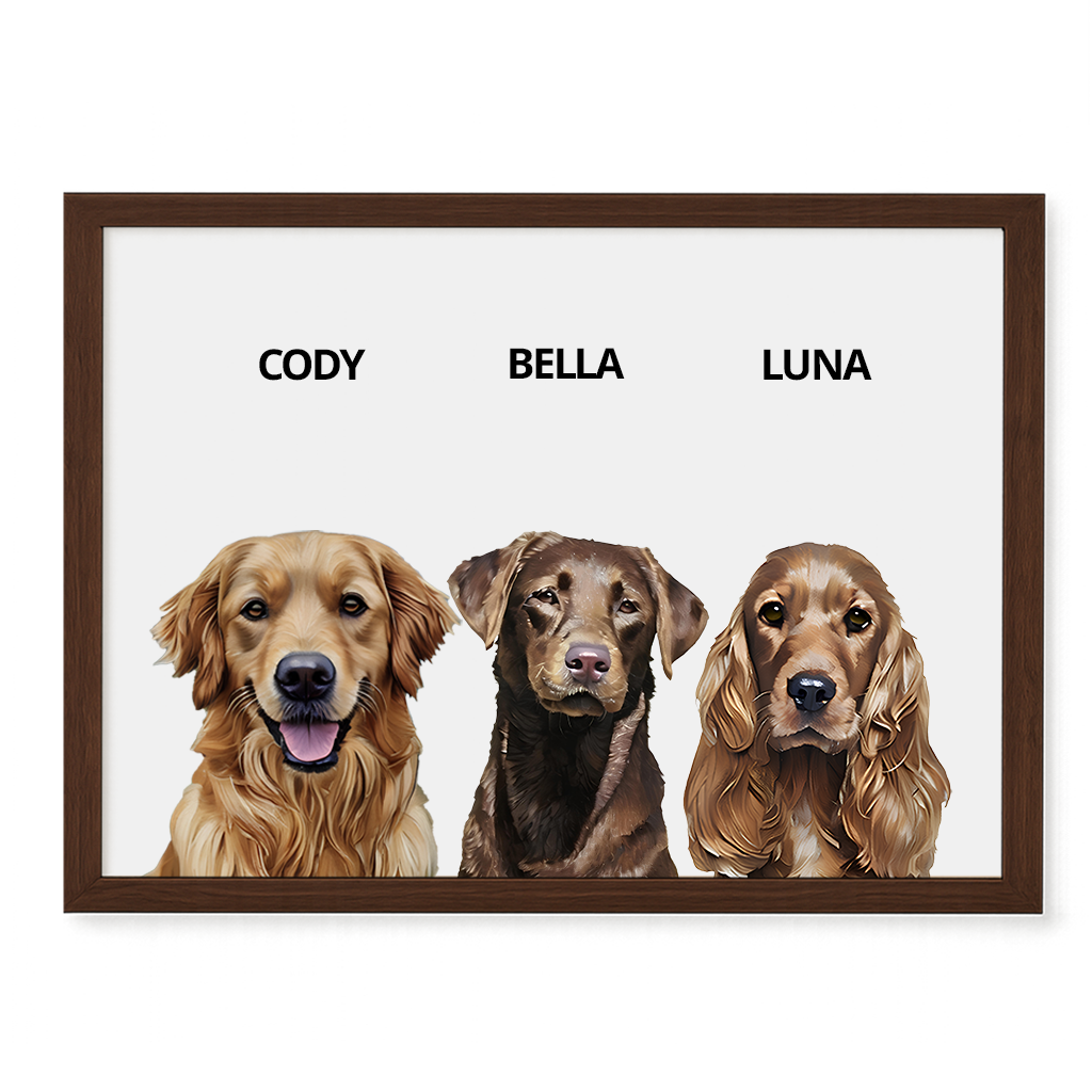Custom Triple Pet Portrait