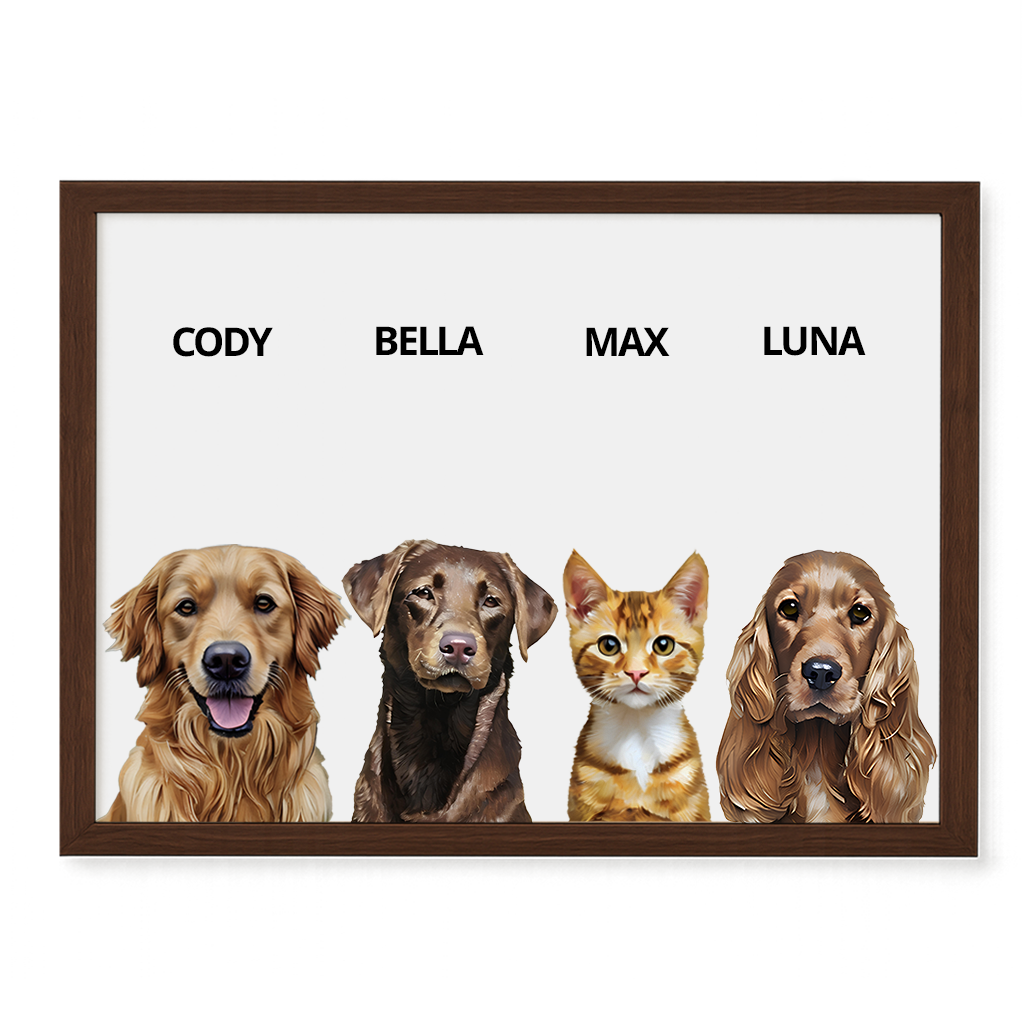 Custom Quadruple Pet Portrait