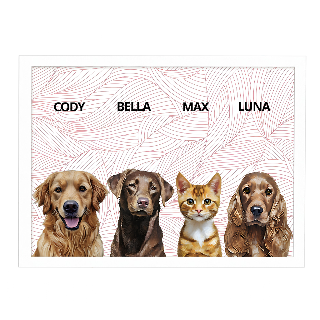 Custom Quadruple Pet Portrait