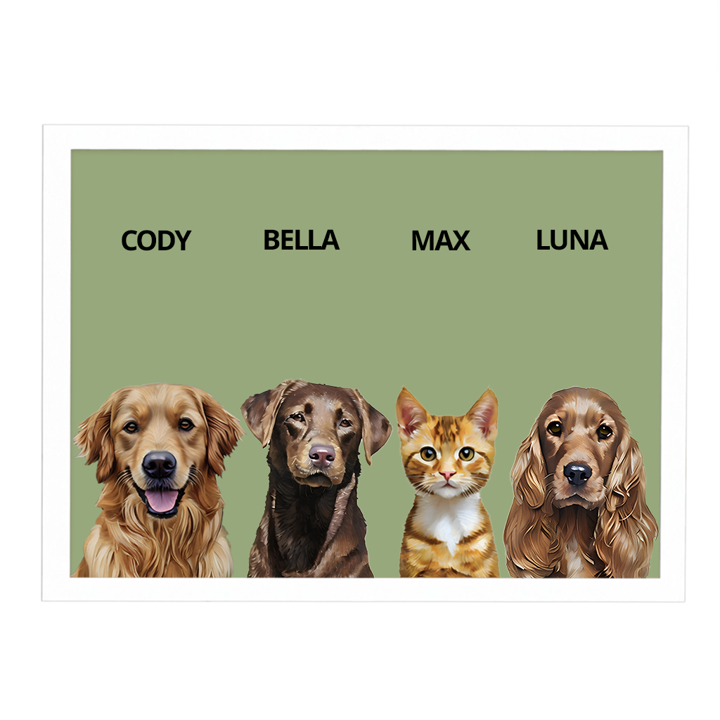 Custom Quadruple Pet Portrait