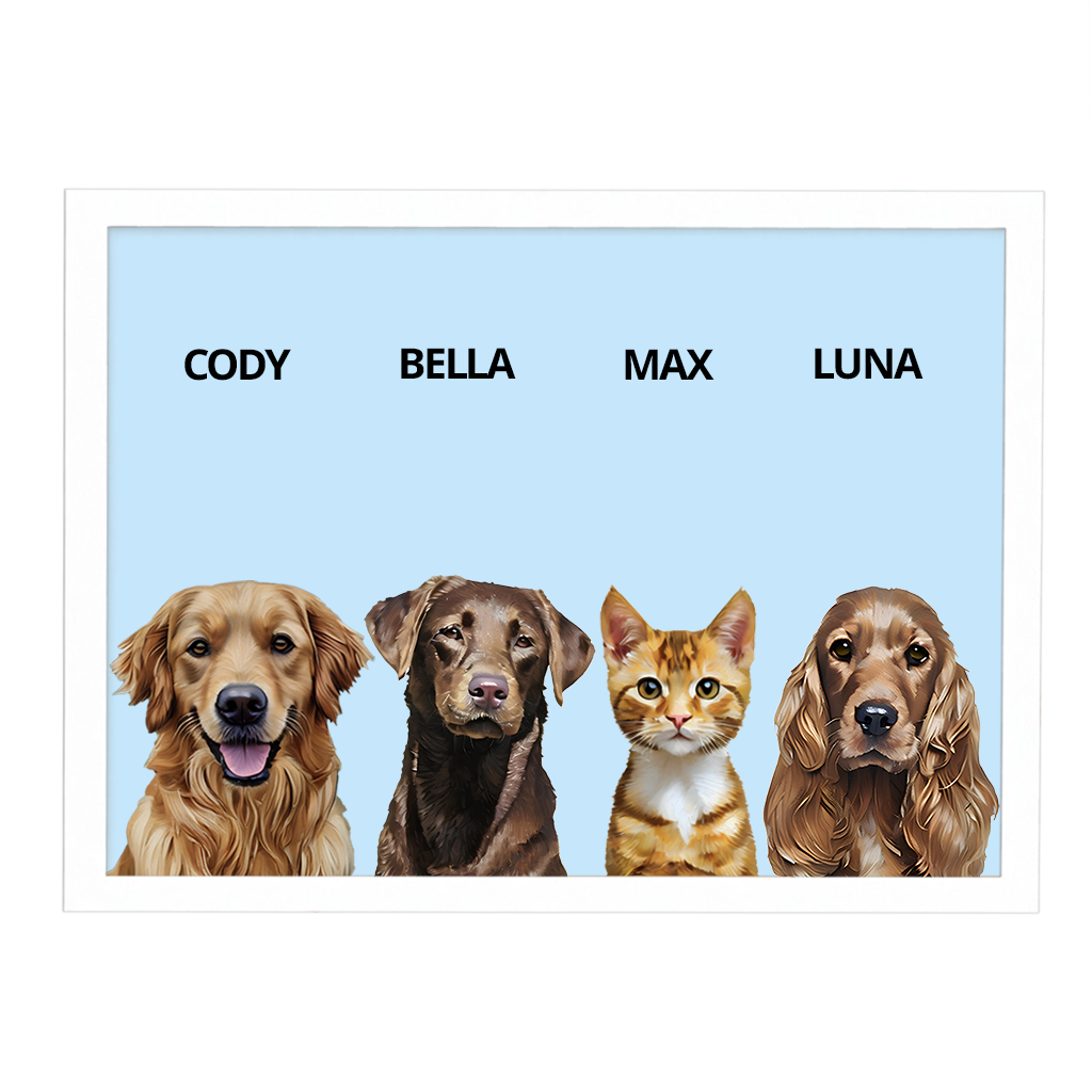 Custom Quadruple Pet Portrait