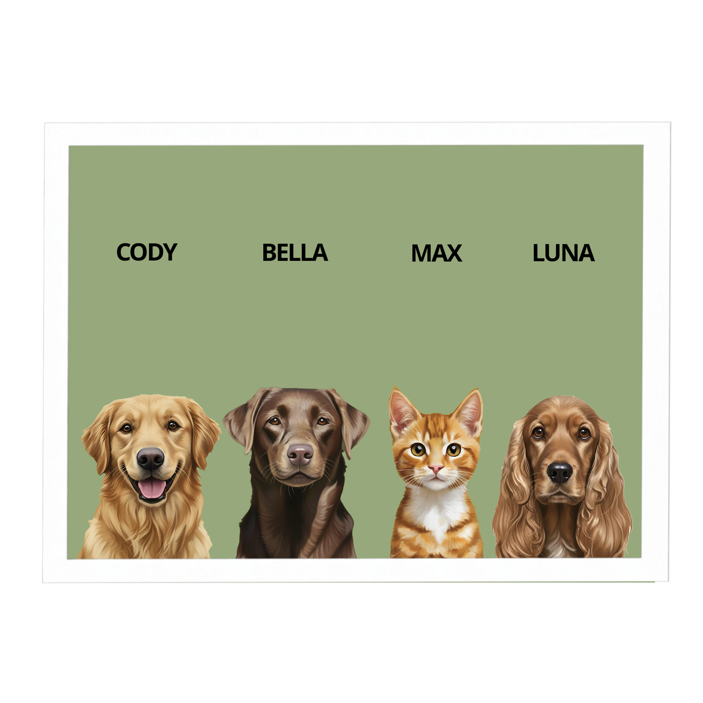 Custom Quadruple Pet Portrait