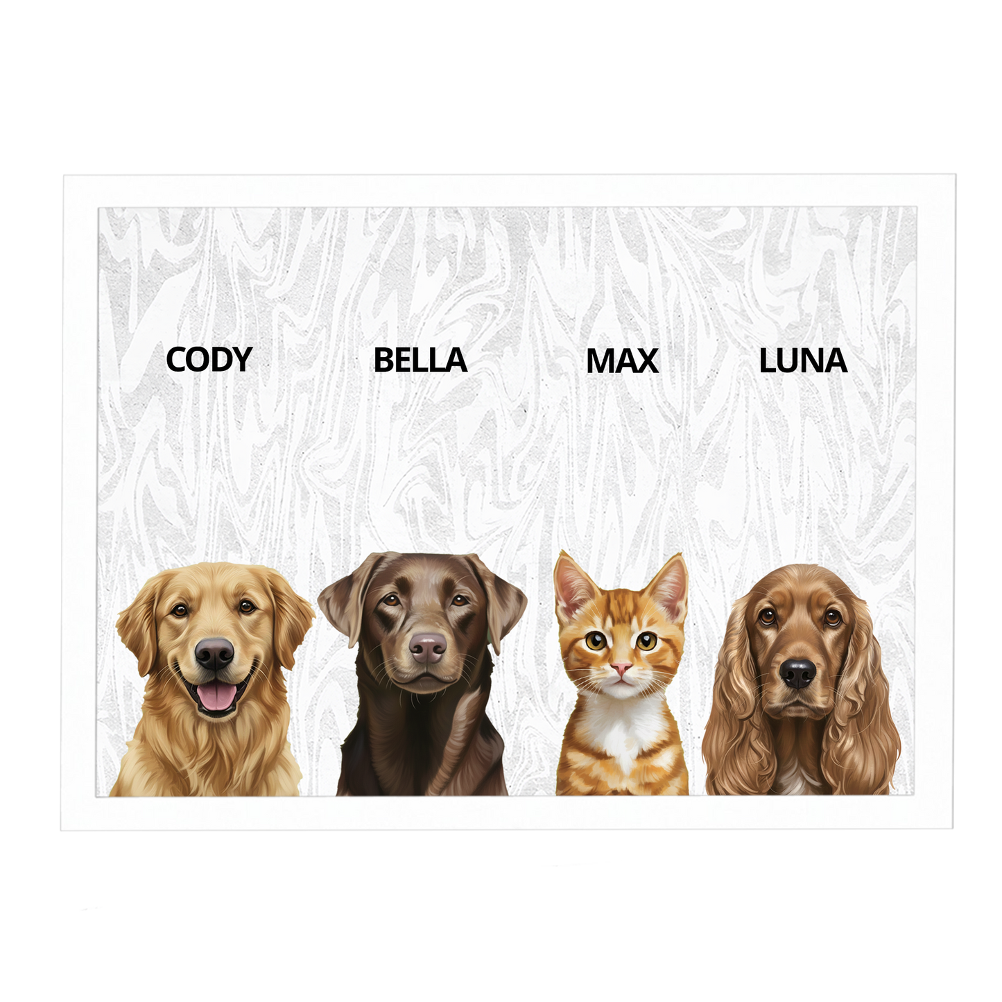 Custom Quadruple Pet Portrait