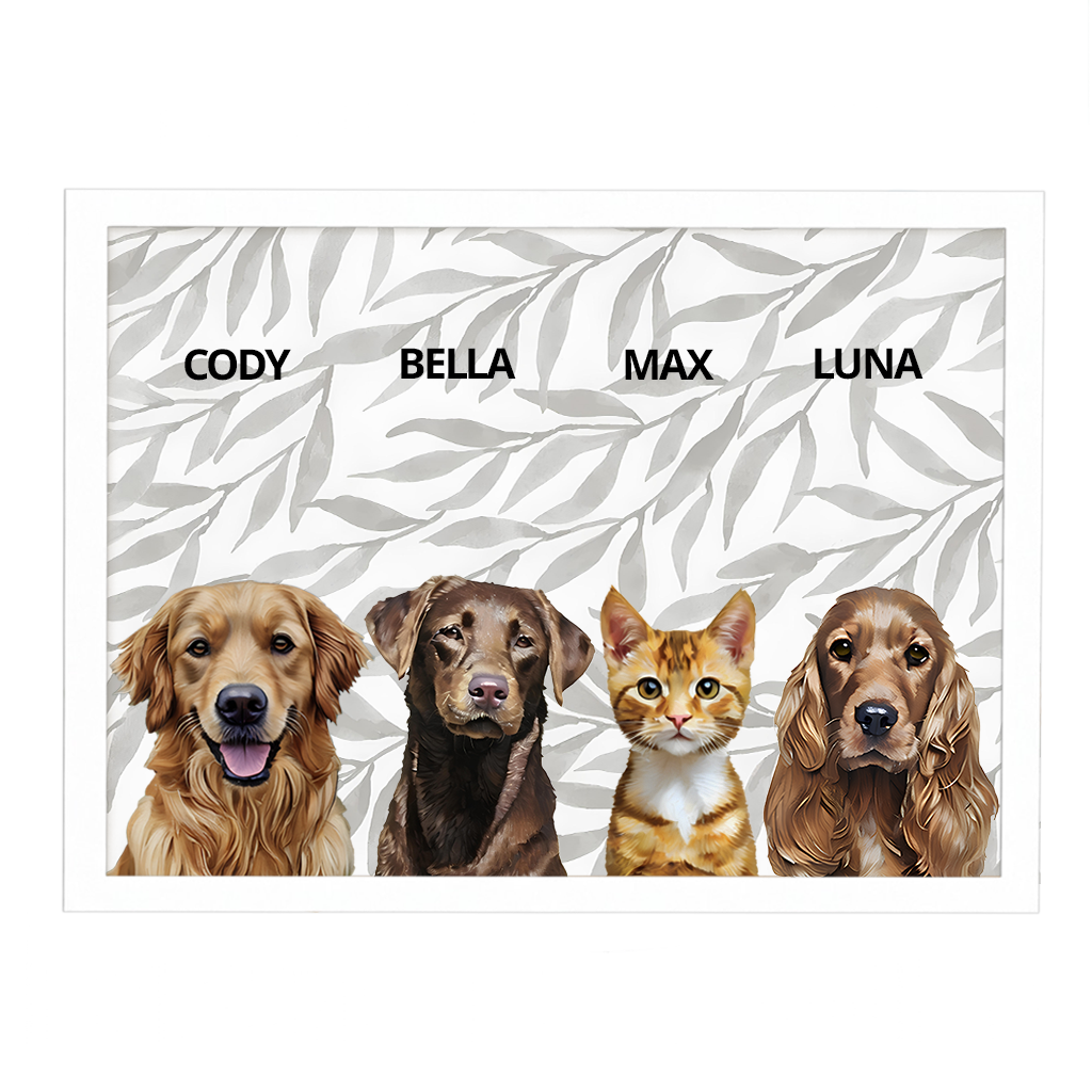 Custom Quadruple Pet Portrait