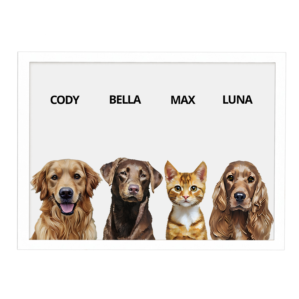 Custom Quadruple Pet Portrait